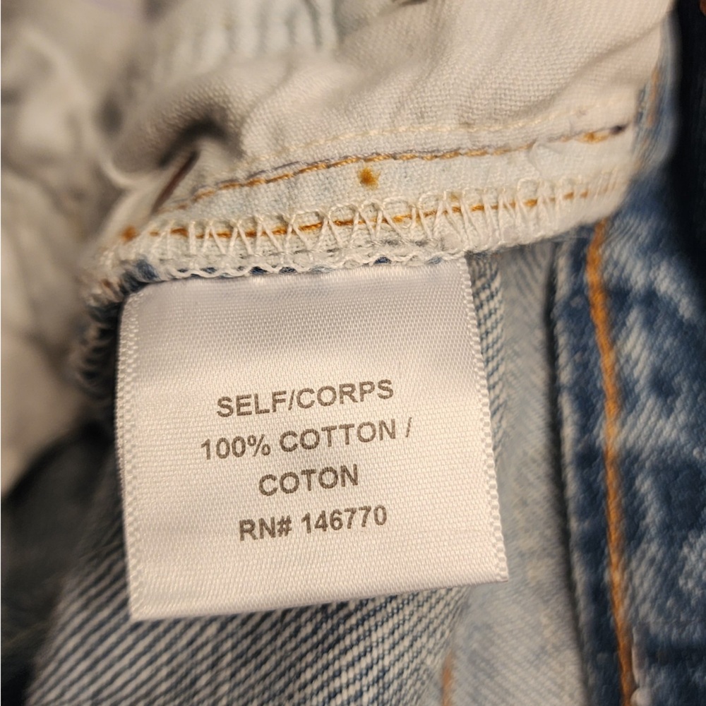 REDONE Blue Relaxed Crop Red Paint Splatter Women’s Cotton Denim Jeans Size 24 - Picture 13 of 15